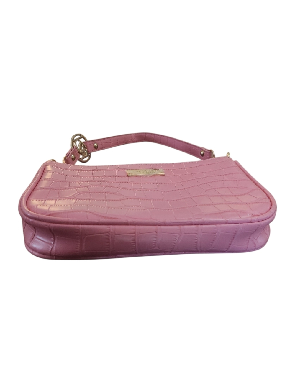 Bebe Pink Croc-Embossed Faux Leather Shoulder Bag NWOT - Picture 4 of 8